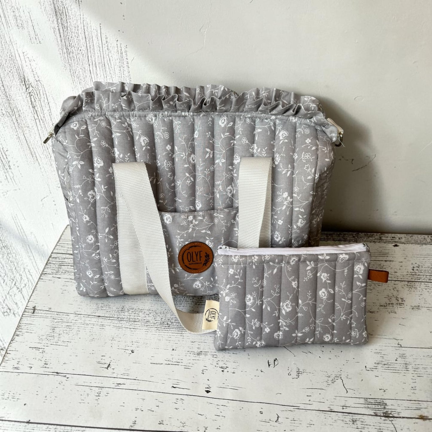 Essentials Pouch- Grey floral