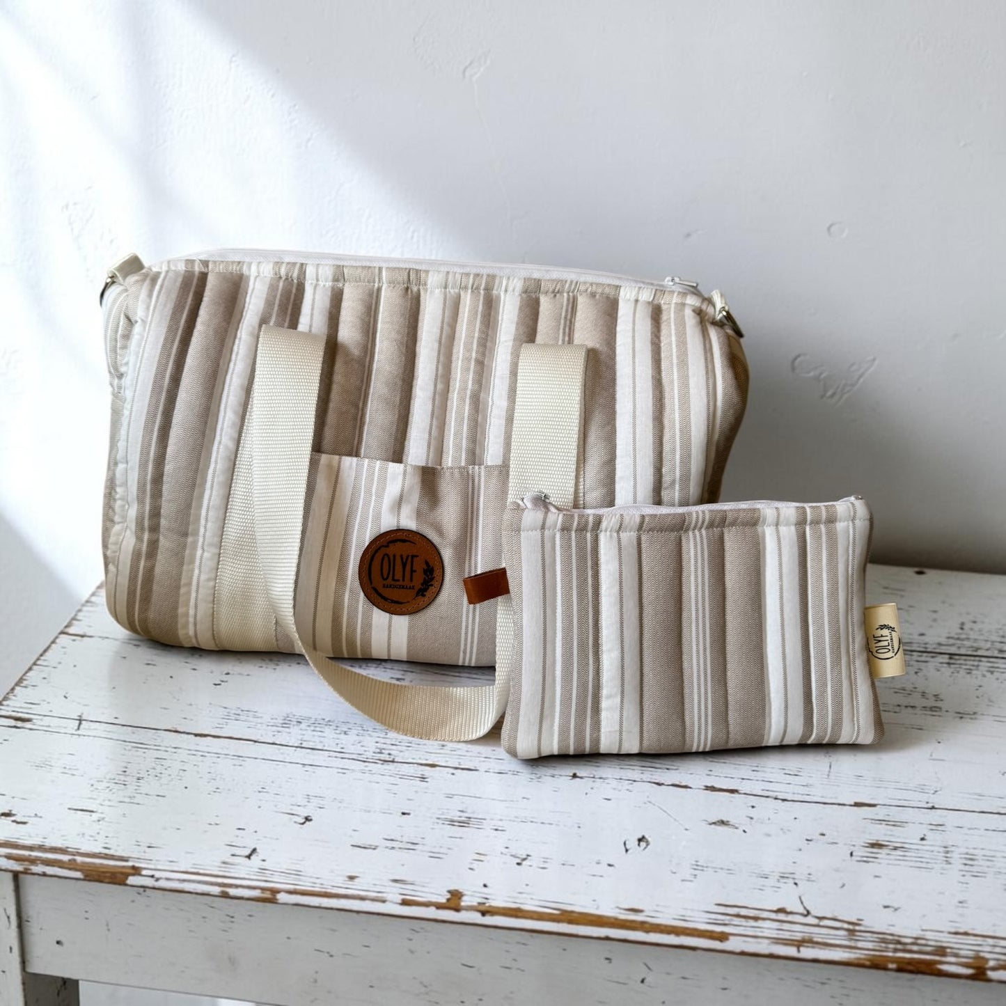 Essentials Pouch- Beige stripe