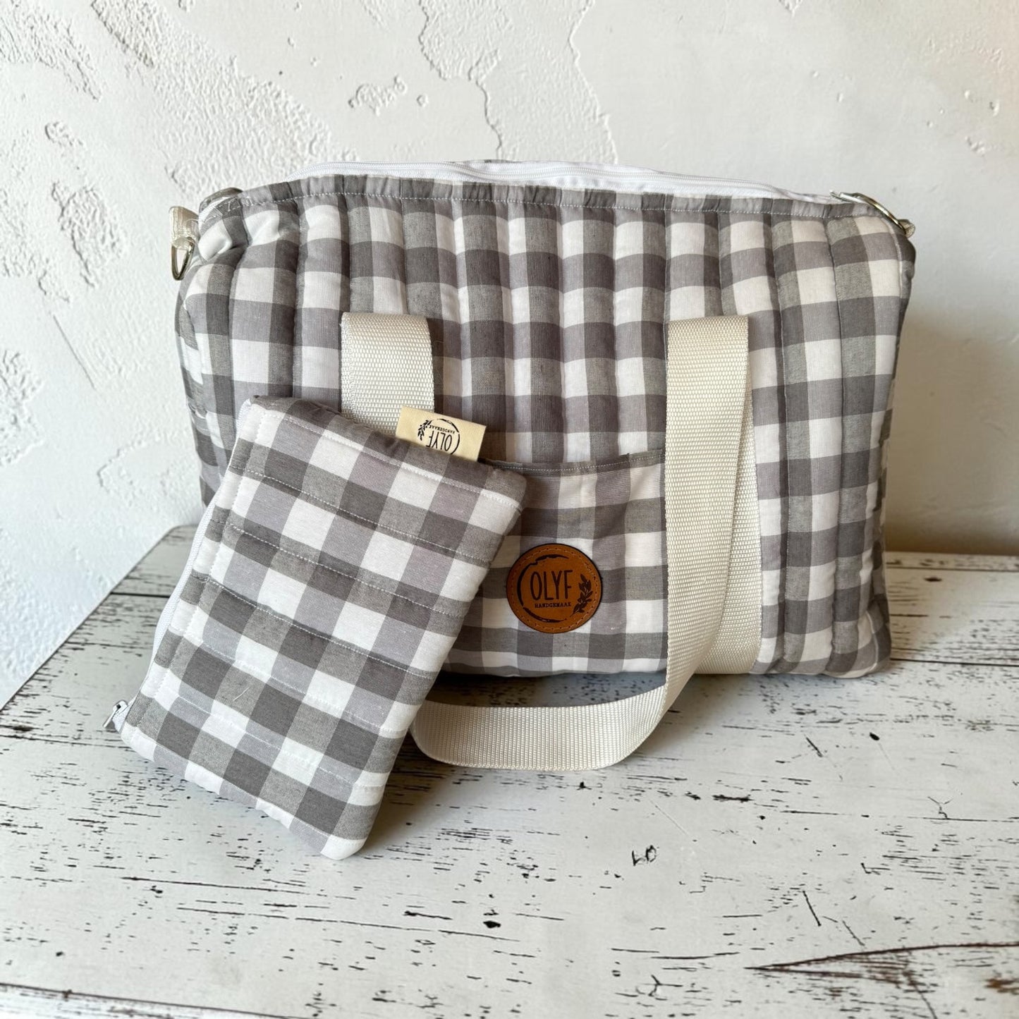 Essentials Pouch- Grey gingham