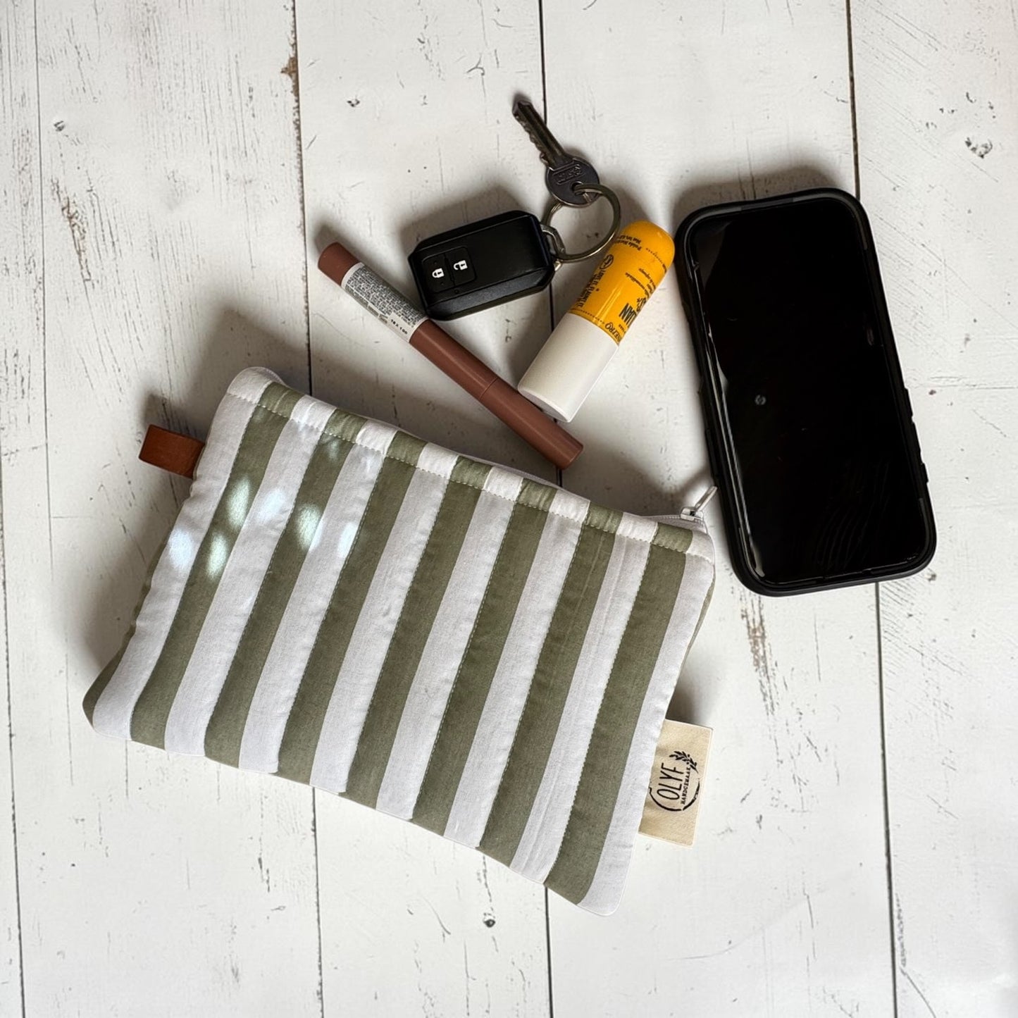 Essentials Pouch- Green stripe