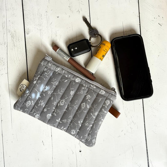 Essentials Pouch- Grey floral