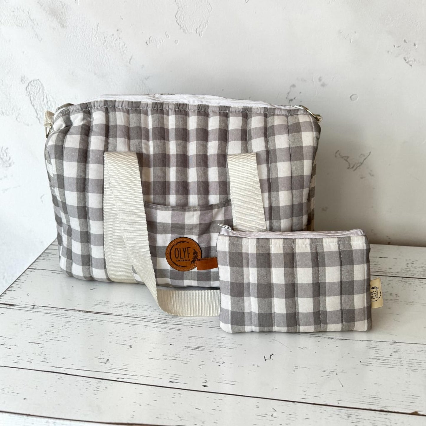 Essentials Pouch- Grey gingham