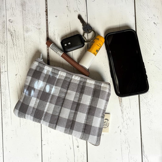 Essentials Pouch- Grey gingham