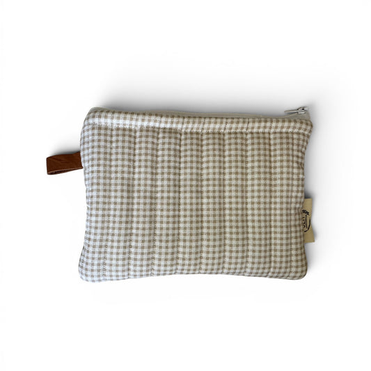 Essentials Pouch- Fine beige gingham