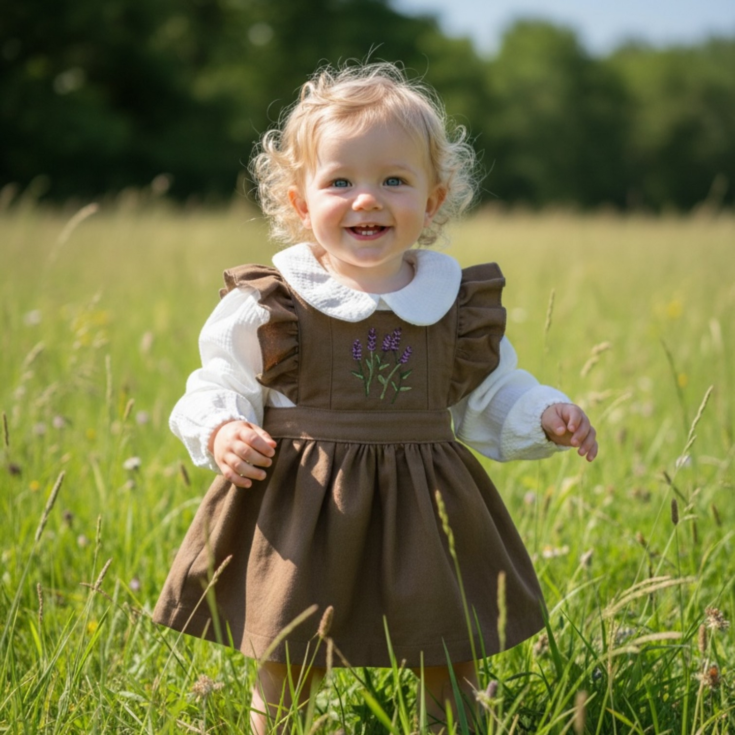 Olivia Flutter Dress- Brown