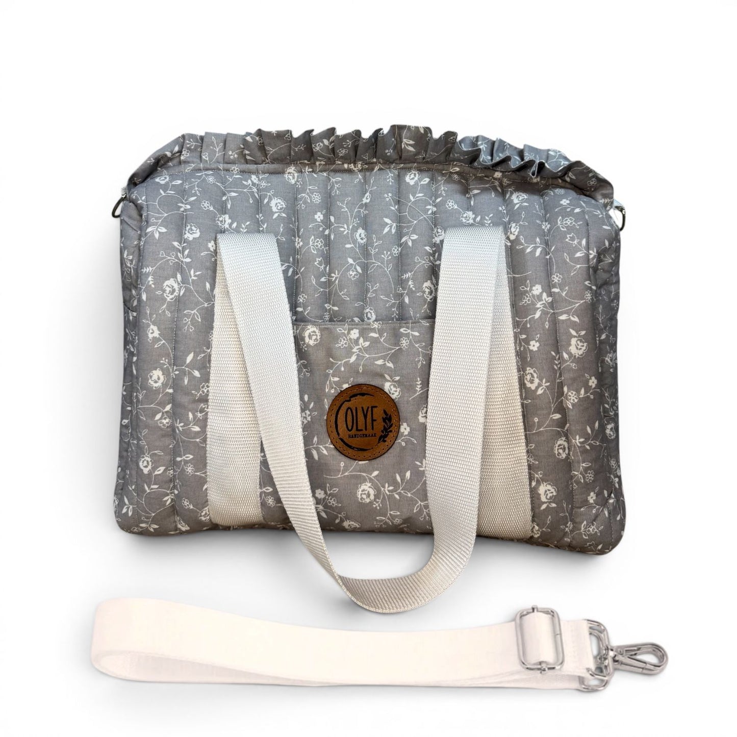 Quilted Mom Bag- Grey floral