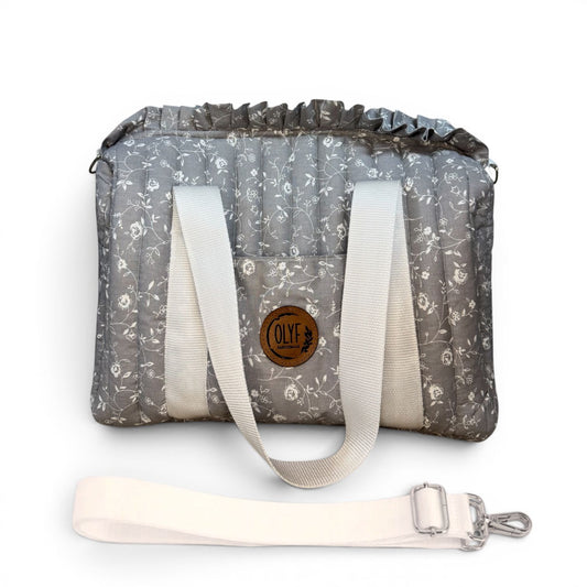 Quilted Mom Bag- Grey floral