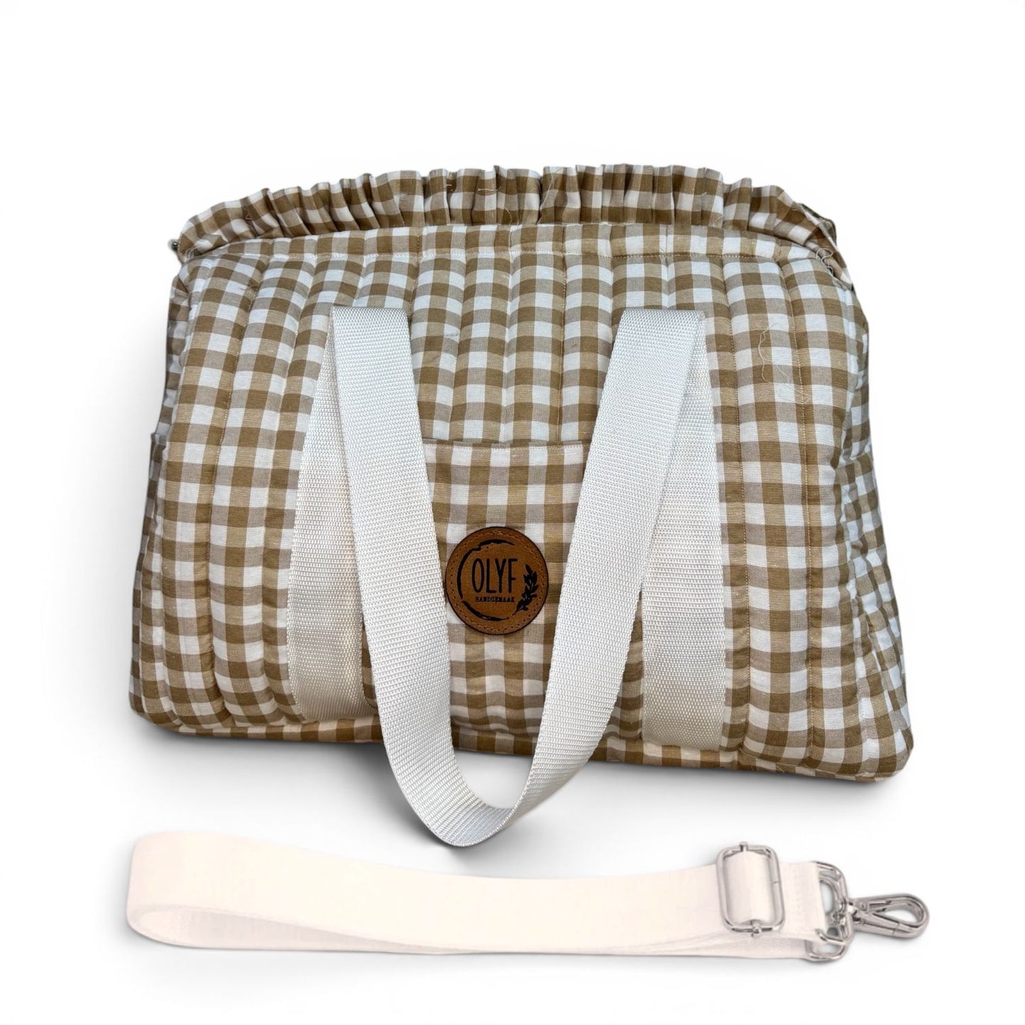 Quilted Mom Bag- Beige gingham