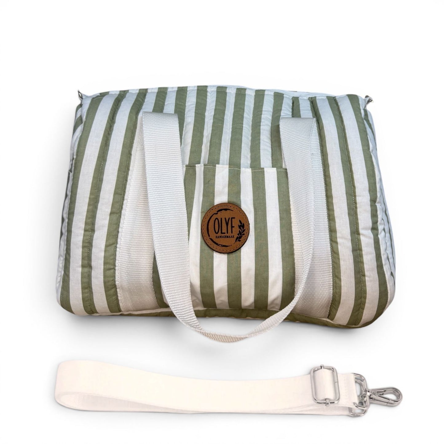 Quilted Mom Bag- Green stripe