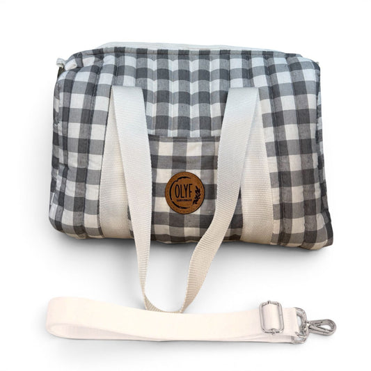 Quilted Mom Bag- Grey Gingham check