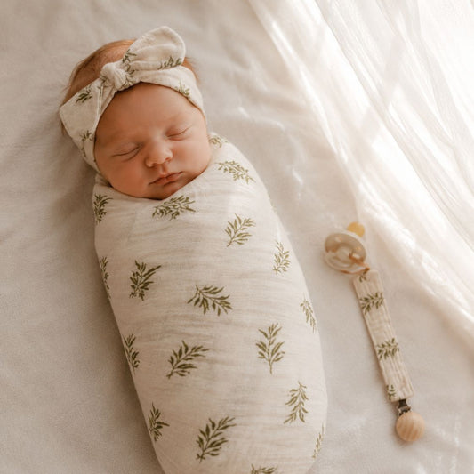 Muslin Swaddle Blanket Leafs